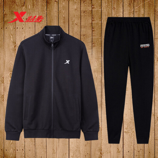 XTEP Sports Set Herren Sommer Casual Sportswear Sommer Running Pullover zweiteiliger Pullover 9277+Black 175/L