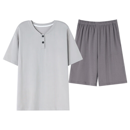 
Modal pajamas men's 2025 summer new cotton simple light luxury solid color cool feeling can be worn outside home clothing set ZY9764 men-XL