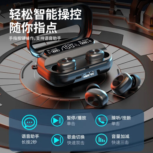 ZNNCO Bluetooth headset true wireless noise reduction music game long battery life single and double ear in-ear bean type sports suitable for Apple Huawei OnePlus vivo Honor oppo Samsung Redmi [600mAh] Bluetooth 5.3+ no sense delay light and portable three true digital display strong large dynamic coil