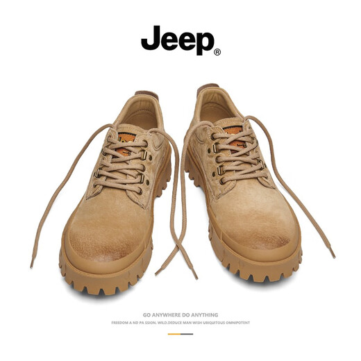 Jeep men's shoes 2025 summer new low top fashion casual thick sole shoes men's work shoes retro Martin boots khaki 41