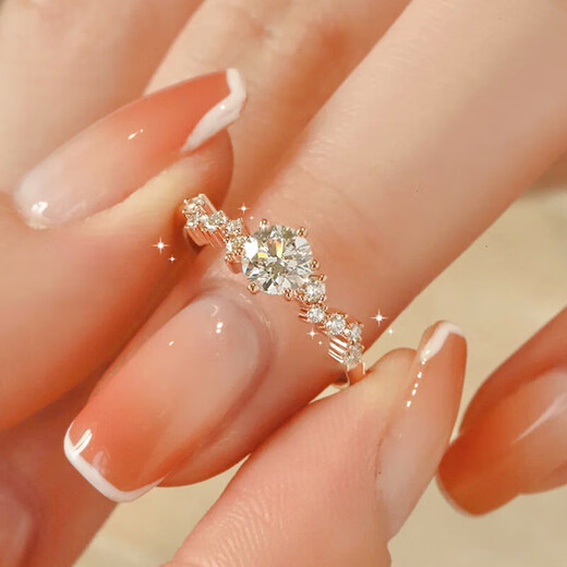 AVHE platinum galaxy diamond ring for women with big round buds and snowflakes, cultivated diamonds, real diamonds, D color, VVS wedding gifts for Chinese Valentine's Day. Galaxy diamond ring, platinum - 20 points, main diamond, D color, 9-20 rings optional, contact notes