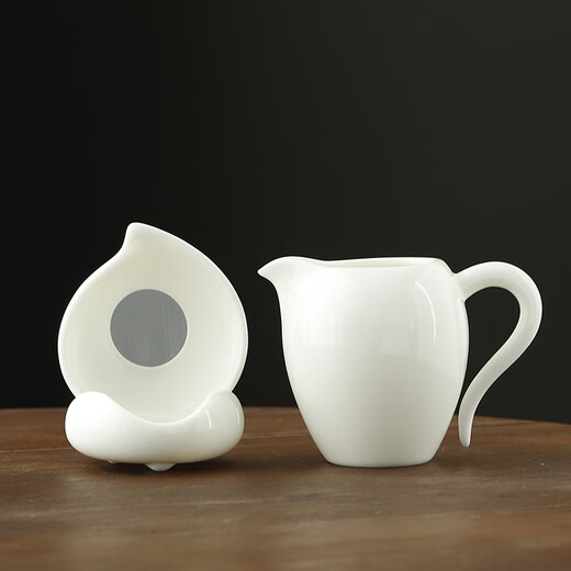 Jingdezhen (jdz) Jingdezhen tea set Yueshun white porcelain beauty fair cup tea filter set mutton fat jade porcelain household tea making tea set fair cup 240ml ingot all-porcelain tea drain set