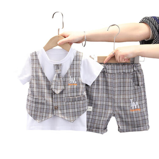 G. Duckkids ropa para niños Suit para niños 'Summer delgado falso falso de tres piezas Ropa de verano de algodón de algodón puro
