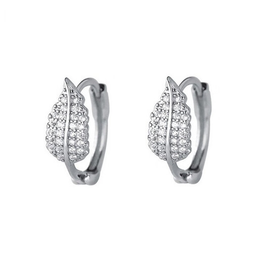 Platinum Earrings PT950 Moissanite Earrings Women's Ear Piercing Platinum Earrings Platinum Leaf Earrings