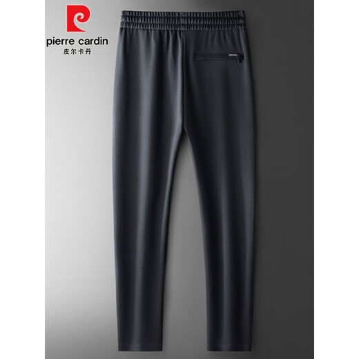 Pierre Cardin high-end casual pants for men with elastic waist, autumn and winter casual sports pants for men with open placket, middle-aged men's pants, thick trousers, loose black, autumn and winter styles L 127-140Jin Jin is equal to 0.5 kg
