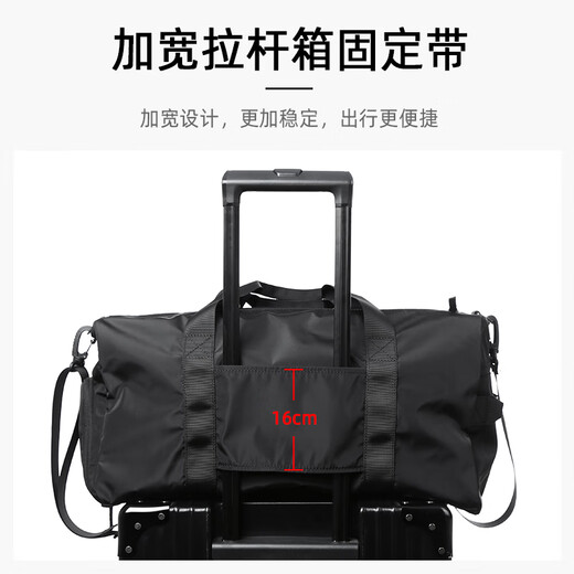 梵者干湿分离健身包手提旅行包男运动斜挎包大容量短途出差行李收纳袋 黑色升级款加大号
