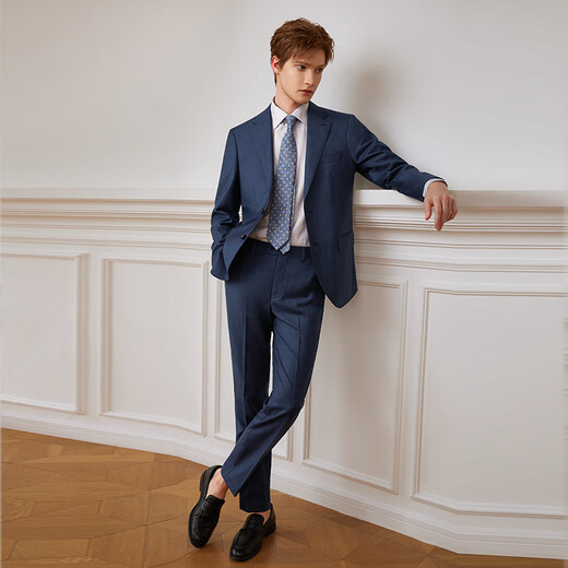 Guillaume de Mons Aojia VBC fabric suit suit for men Milan eye blue high-end business formal wedding suit 2025 spring and summer gray blue two-piece suit top + pants 50