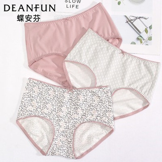 蝶安芬4条装 内裤女士棉质甜美女士高腰收腹花边三角短裤女式13118 13118 纯粉+碎花+印花+印花 L (1尺9-2尺2）