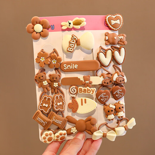 Dolfie Cat Children's Hair Clip Children's Accessories Girls Princess Hair Clip to Organize Broken Hair Cute Hair Accessories Strawberry Bear 26-piece Set