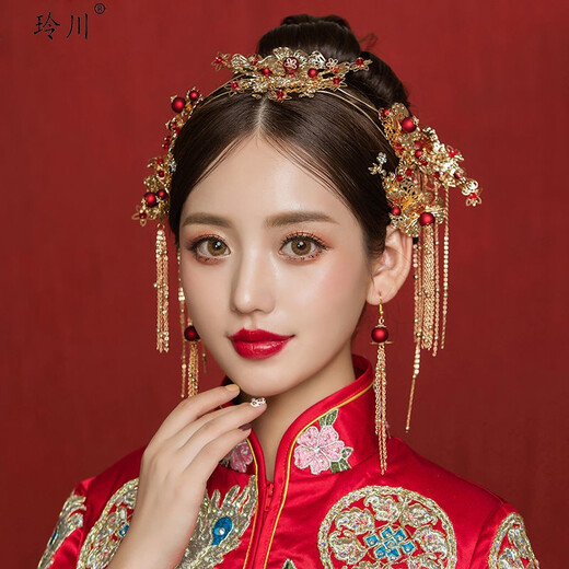 Xiuhe tiara bride wedding simple Chinese style phoenix crown hair Xiuhe suit Hanfu female atmosphere suit T50 suit