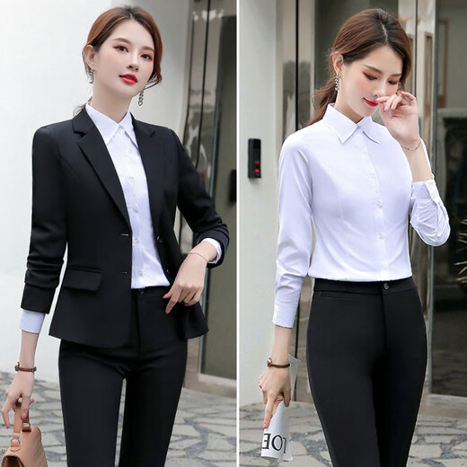 Ximanjiao Business Wear Women's Suit Small Blazer Women's Interview Formal Autumn and Winter Suit Women's Temperament Business Workwear Single Piece - Covered Suit XL Size (Weight 110-120)