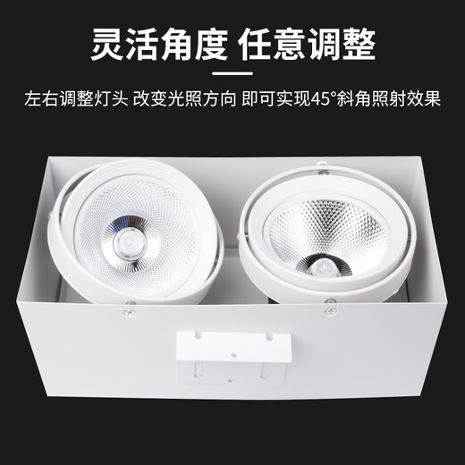 Tin light square tube bold lamp square tube special light aluminum square tube ceiling light led square double head surface mounted grille downlight spotlight 8cm square tube special * single head 7w black shell