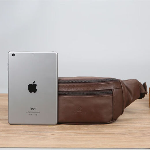 Cool kangaroo waist bag men's genuine leather cowhide multifunctional large capacity oblique crossing construction site work running waist new mobile phone bag 866 gray