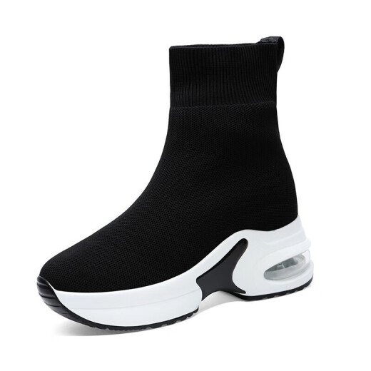 Guciheaven High-Top-Sockenschuhe für Frauen im Herbst und Winter High-Top-Elastizitätsschuhe für Frauen im Frühling 2023 Neue Sportschuhe Stiefel Single Schuhe 9759-1 Schwarz plus Samt 35
