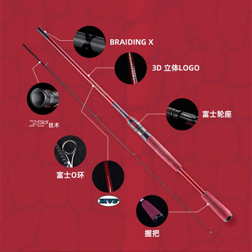 达亿瓦（DAIWA）【新品】22/23款火蜥蜴达瓦路亚竿远投钓竿鱼杆 682m 红色 21款LXS 直柄两节