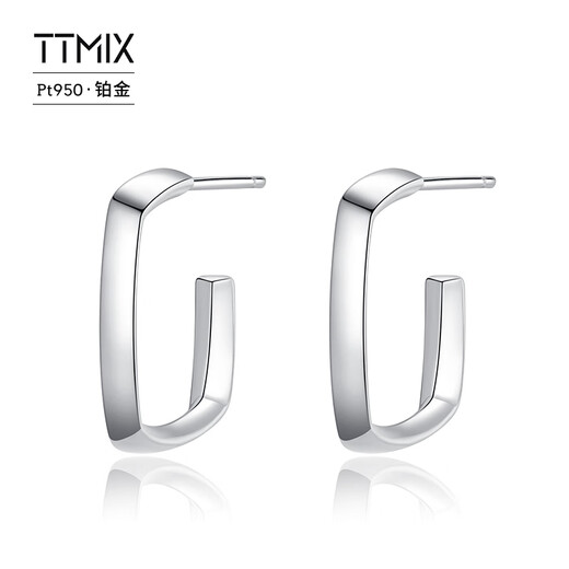 TTMIX geometric pt950 platinum earrings for women rectangular fashion earrings real platinum earrings European and American style 4.0-4.2g