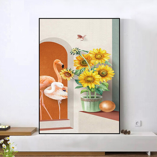 OUOETY莫小邪向日葵玄关装饰画小清新入户走廊玄幻墙壁画北欧风客厅过道 莫小邪2694 50*70cm水晶膜单联画黑边