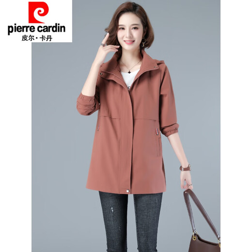 
Pier Cardin high-end women's middle-aged windbreaker women's mid-length jacket 2025 spring and autumn new loose cotton top blue 3XL