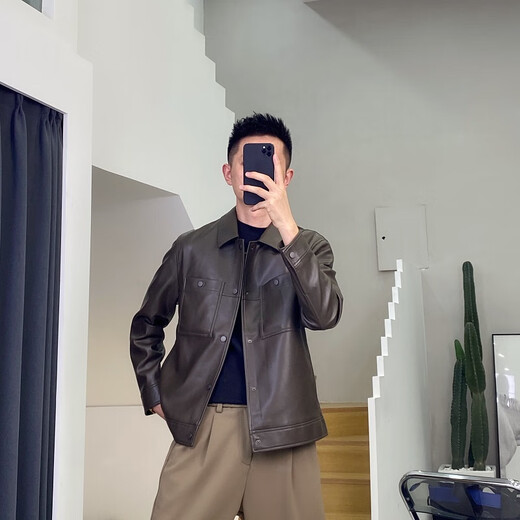 JAGR潮牌 皮衣男夹克外套2024防皮机车工装上衣百搭男士皮夹克 21811-2黑色 2XL-155斤