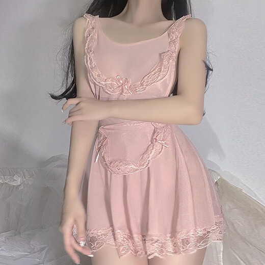 Manyan maid outfit cook perverted perverted breasts and crotch opens extremely dirty and seductive sexy Japanese couples stimulate pajamas 9789 skirt + bracelet leg ring + headband + T-trousers women's C-line pants convenient Valentine's Day battle robe stepmother skirt