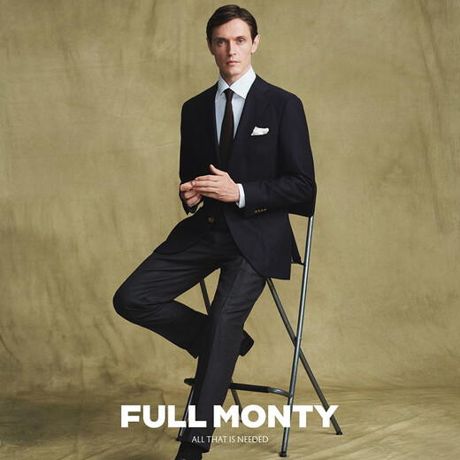 FULL MONTY进口面料西装男士正装商务休闲藏青色羊毛西服外套上衣轻商务单西 藏青色3265 42