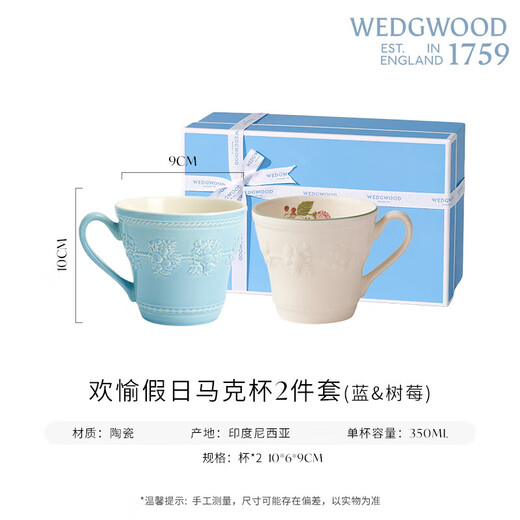Wedgwood 11.11 Guaranteed Happy Holiday Blue + Raspberry Mug 2 Pack Ceramic Mug Matching Coffee Mug