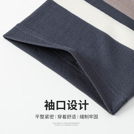 宝财羊爸爸夏装冰丝短袖t恤男条纹polo衫半袖中老年人上衣服父亲节礼物