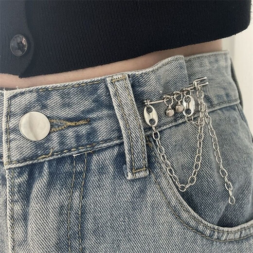 Mays Will trousers waist is greatly changed to a small waist, a magical tool for women's ins fashion, versatile chain metal pins, butterfly decoration, simple and elegant, two large butterfly pins