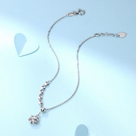 Zokai Jewelry Women's PT950 Platinum Bracelet White Gold Fashionable and Elegant Chinese Valentine's Day Approximately 17+2cm 2.5g S00717