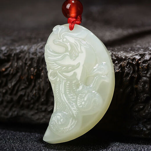 Maibaofang couple's jade pendants, a pair of dragon and phoenix jade pendants, men's and women's Hetian white jade pendants, love tokens with engraving, dragon pendant + phoenix pendant