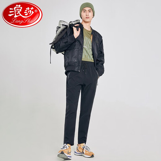 Langsha sweatpants for men and women in autumn and winter plus velvet casual straight sweatpants 2022 new fashion windproof pants for men - black (thickened) L