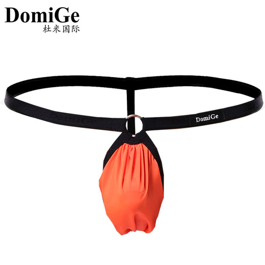 DomiGe men's one-thread thong sexy ice silk seamless low-waist high-cut T-pants with thin straps and narrow straps invisible hot underwear Orange 5276 1 pair M1.9-2.2 feet