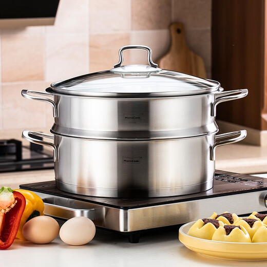 Momscook stainless steel steamer 28cm single layer steamer steamer tray 304 material MT2808ST