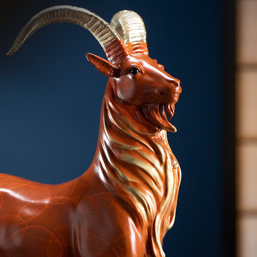 Zhu Bingren Copper Famous Sheep Sihai Bronze Sheep Living Room Study Ornament Home Gift Color Bronze Sculpture Brass Animal Sculpture Gift Famous Sheep Sihai Large