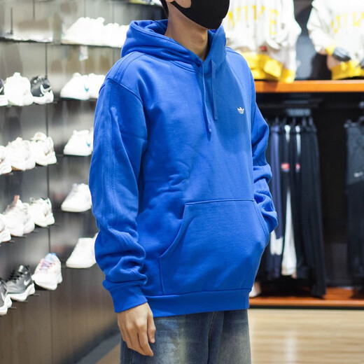 Adidas Sweatshirt Men's Spring and Autumn Triple Leaf Sportswear Knitted Hooded Casual Top Pullover HK9866 Blue Frosted Wire XL