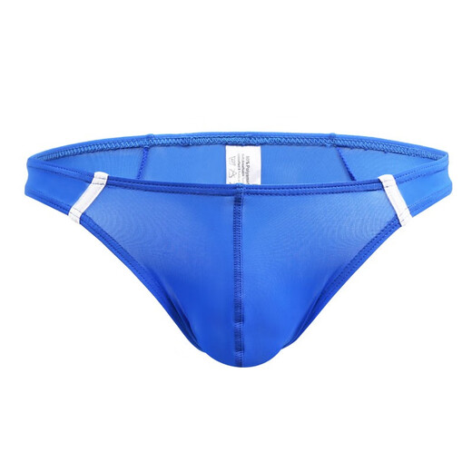 Moweike men's underwear ice silk thong underwear ultra-thin breathable sexy U protruding underwear men's thong underwear blue 1 pair M