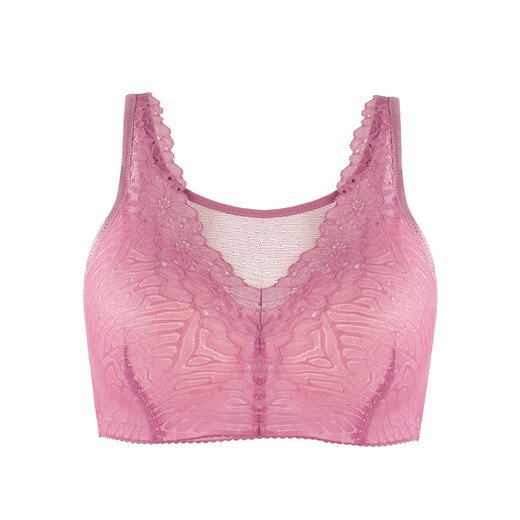 Angdiedi special bra for postoperative silicone lactating bra without steel ring fake breasts and fake breast underwear to make up for lace lace Purple 85B