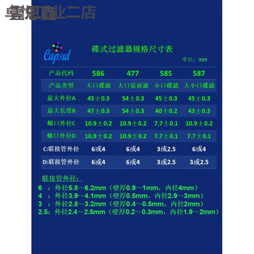 DKT喷码机 过滤器 泵前 喷头前 溶剂 回收 碟滤 小滤 墨滤 供墨 滤芯 1477-6 泵前接6 套餐一