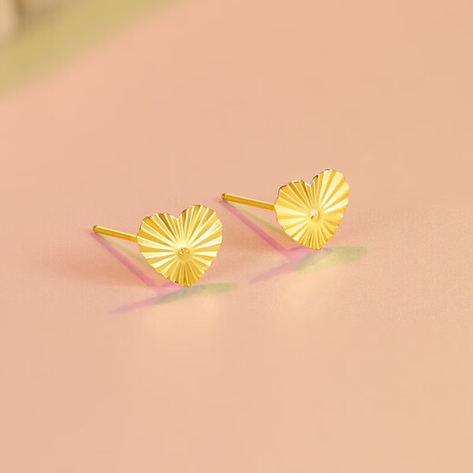 Liuguifu Jewelry K Gold Earrings Shining Heart Yellow 18k Gold Studs Women's Fashion Earrings EK0200082