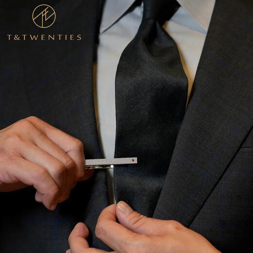 T&TwentiesForeverwithyou男士商务领带夹男款结婚领带夹子固定扣领夹呔夹 【领带夹+8cm宽黑色真丝领带】AS