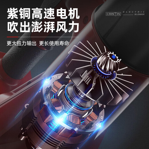 鼓风机锂电大功率充电式无线工业吹风机吹灰机暴风枪电动农具 CT-红3888TV1电1充-6档极速
