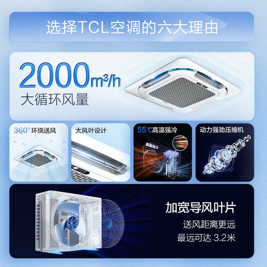 TCL ceiling air conditioner ceiling air conditioner central air conditioner commercial variable frequency hidden ceiling ceiling air conditioner patio air conditioner 5p embedded shop office factory cabinet air conditioner large 5 horsepower single cooling - new second-level energy efficiency truly energy-saving (380V)