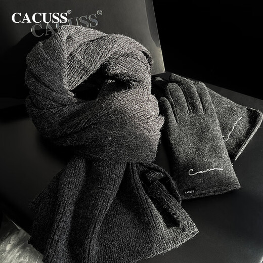 CACUSS scarf men's winter thickened warm scarf plus velvet wool gloves gift box for boyfriend Christmas and New Year gifts