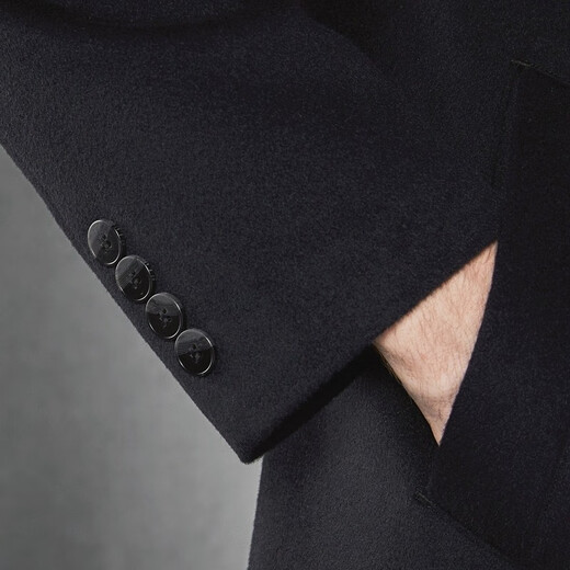 Seven brand cashmere woolen coat men's mid-length winter thick style business daddy wool coat warm winter coat black XL 180/96A
