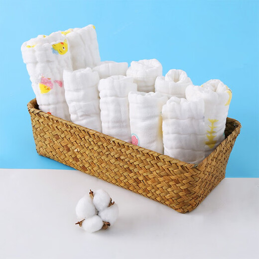 Ten packs of newborn baby gauze diaper rectangular baby washable diapers diaper ring baby meson 10 packs F-12 layer F-white 4 diapers L