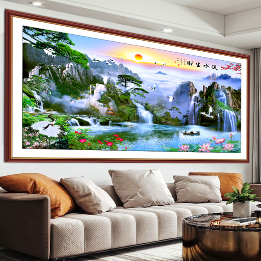 Dincmei Top-Creation Beauty Living Room Sofa Background Decoration Mur Painting Auto-Adhesive Wall Sticker Landscape Peinture 3D Maison tridimensionnelle en trois dimensions et tout Prosperity Wallpaper Mural 20. Flover Water fait de l'argent largeur 202cm-Height 89cm