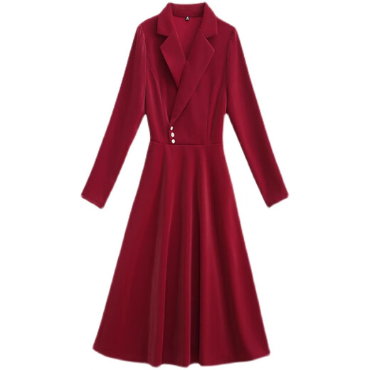 Mapping Hong Kong high-end fashion high-end dress women's spring and autumn new style 2025 temperament suit collar solid color mid-length skirt black supports returns and exchanges 3XL