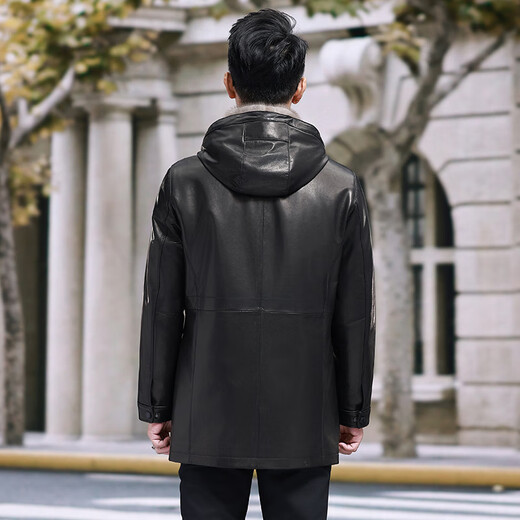 
Caesar imported silver orchid marten fur integrated mink parka overcome men's imported goatskin genuine leather fur mink coat coat black 4XL