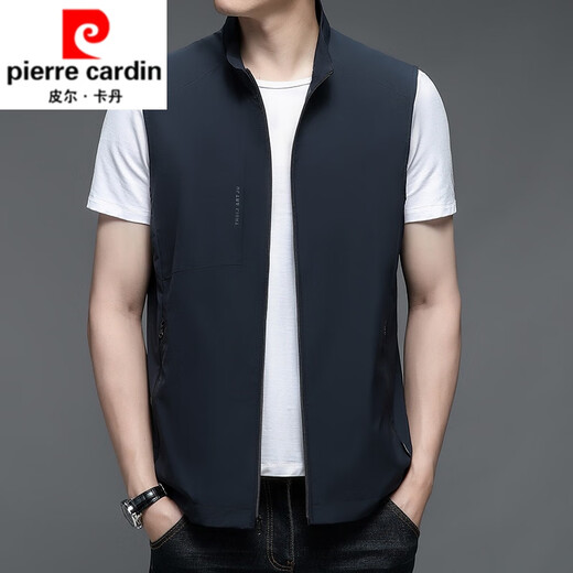 皮尔卡丹（pierre cardin）冰丝马甲男立领春夏季轻薄款户外运动休闲背心潮速干马夹无袖外套 青色 XL 建议130-150斤