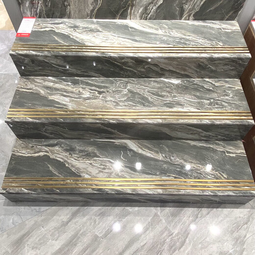 
XMSJ arc edge glazed integrated gold-plated 470x1200 original groove gold wire glazed stair step bricks marble porcelain arc edge glazed stair step 12808-whole piece 470*1200